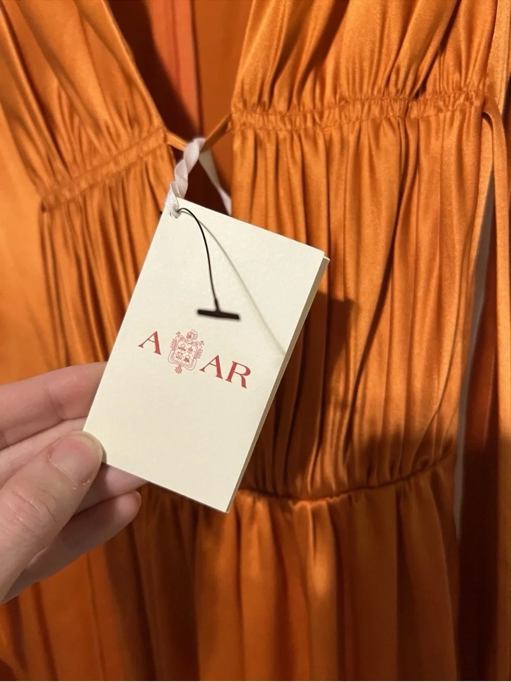 NWT Alejandra Alonso Rojas Orange Midi Satin Silk Dress Nwt Sz 8    E